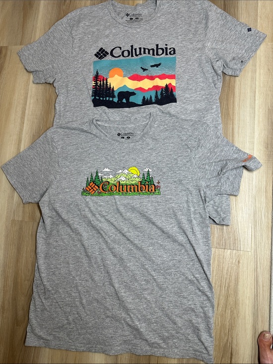 Columbia Other - Columbia Heather Gray MenShort Sleeve Tee with Colorful Outdoor Graphics. Sz. L